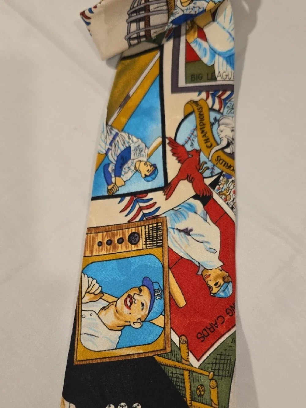 Nicole Miller Multicolor Old Time Baseball‎ Novelty Print Silk Men's Vintage Tie